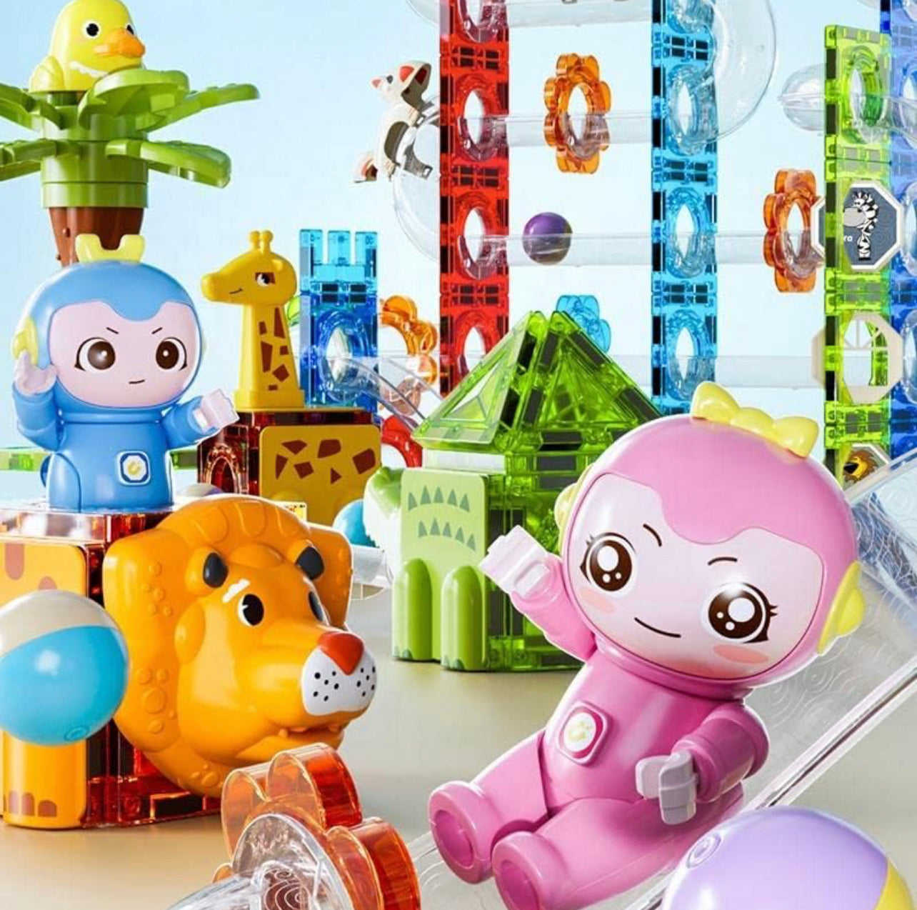 120pcs Magnetic Animal Park | Marble Run | Tiles
