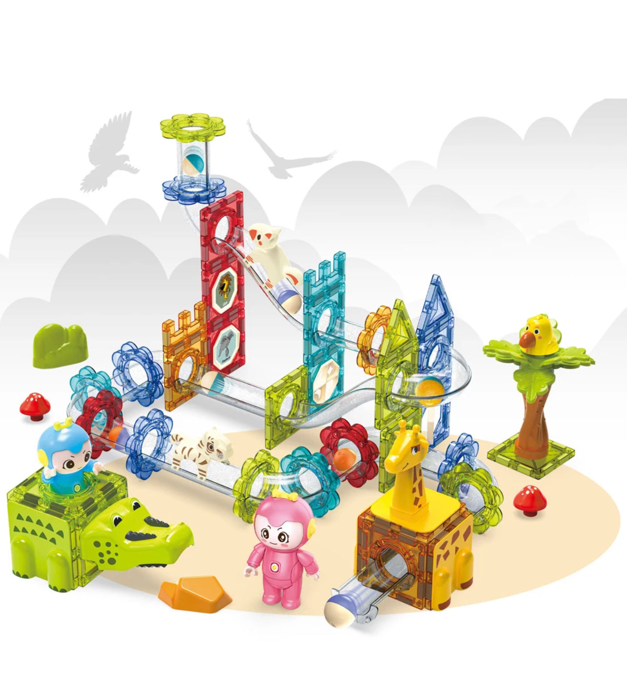 120pcs Magnetic Animal Park | Marble Run | Tiles