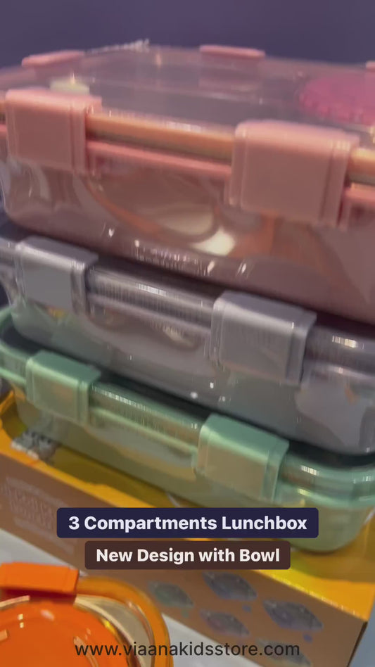 Pastel Lunchbox with 3 Compartments : For Kids and Teenagers