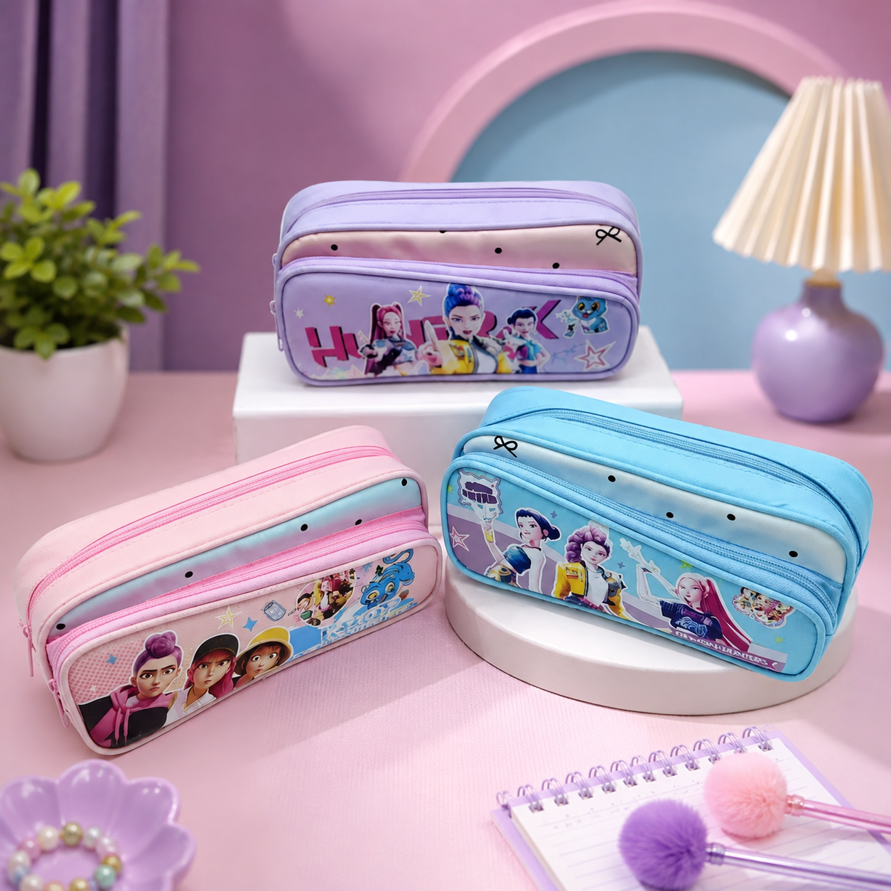K-Pop Double-Zipper Pencil Pouch