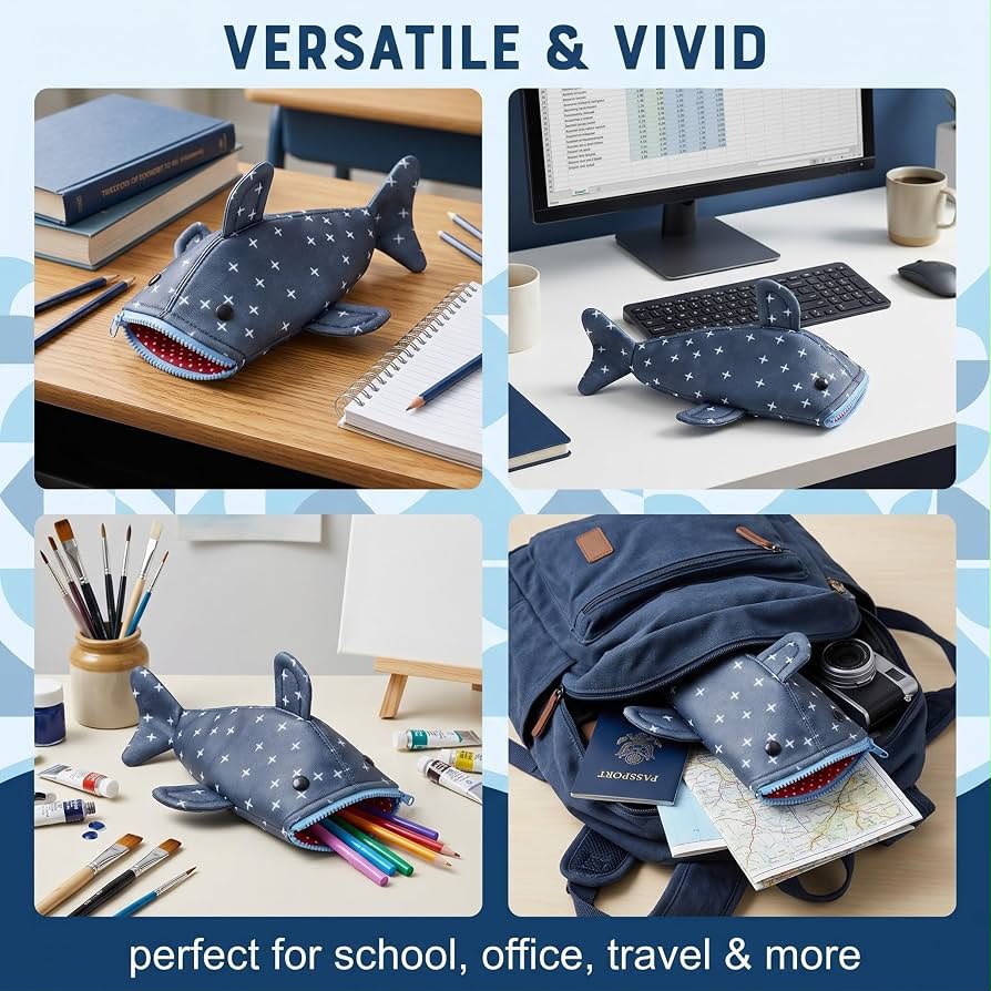 Stylish Shark Shape Pencil Pouch