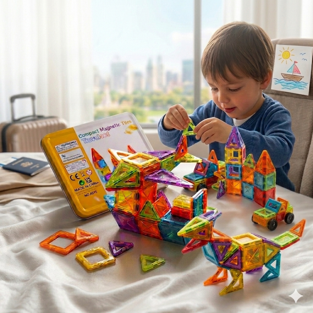 56pcs Compact Magnetic Tiles Travel Set (STEM)