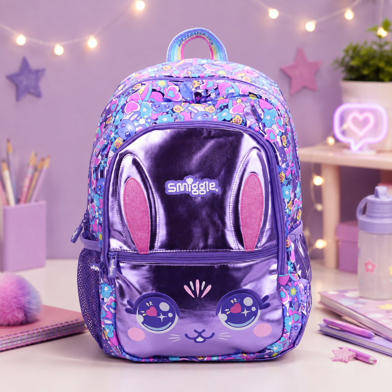 Bunny Purple Shine - Smiggle 16” Premium Backpack