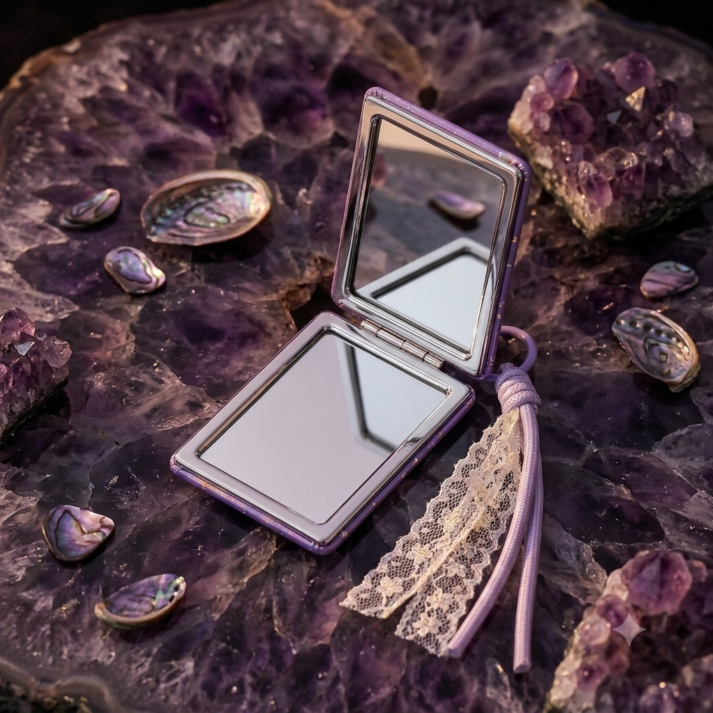 Fancy Pocket Mirror With Keychain
