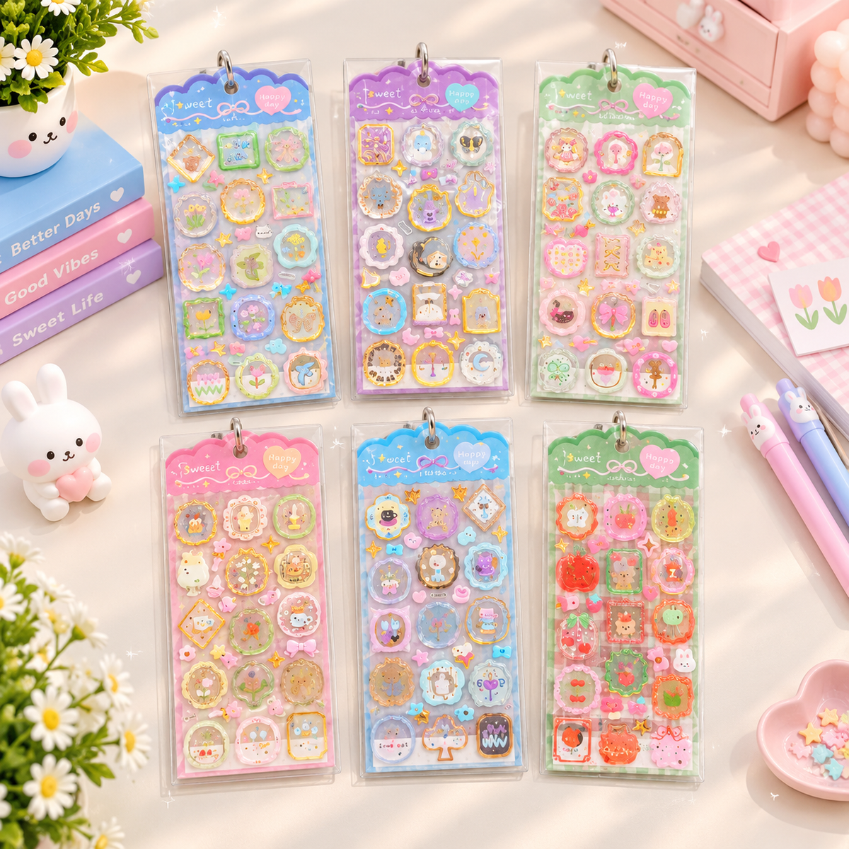 Cute Kawaii 3D Sticker Sheet