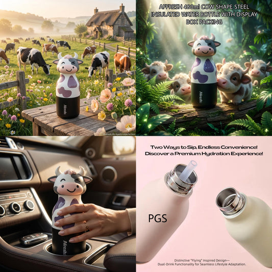 Afresh - Cow Insulated 3D Bottle
