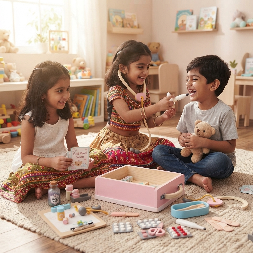 Wooden Children's Pink Doctor Set