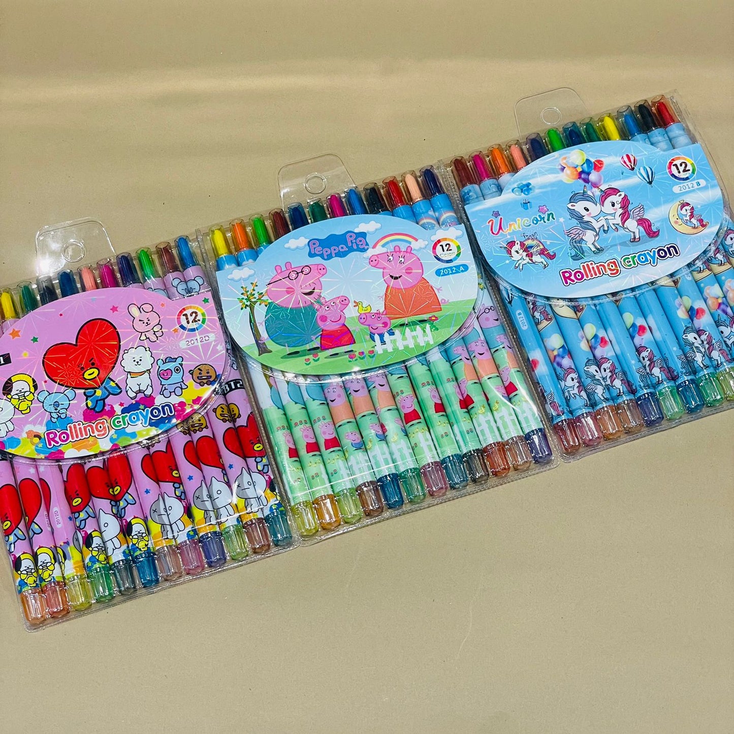 Cartoon Printed Rolling Crayons Twistable