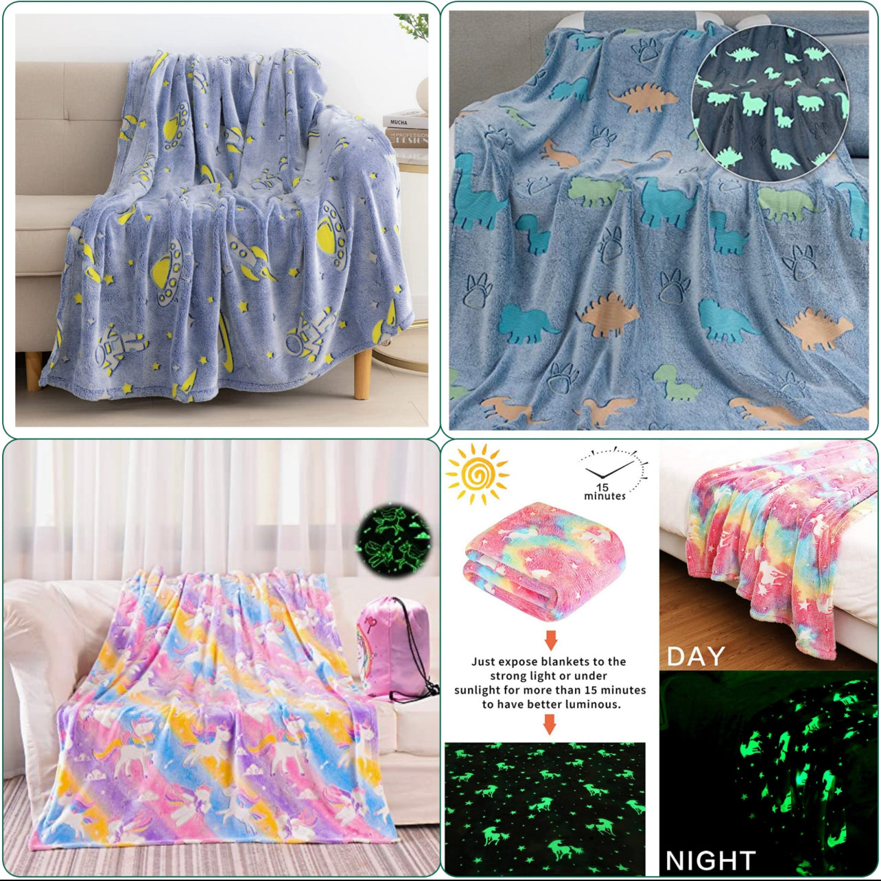 Cute Glowing Blankets Viaana Kids Store