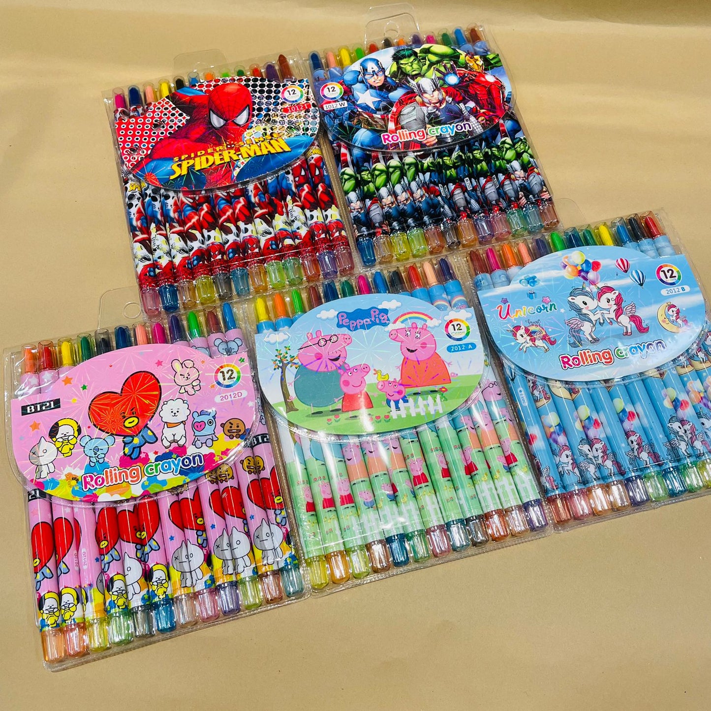 Cartoon Printed Rolling Crayons Twistable