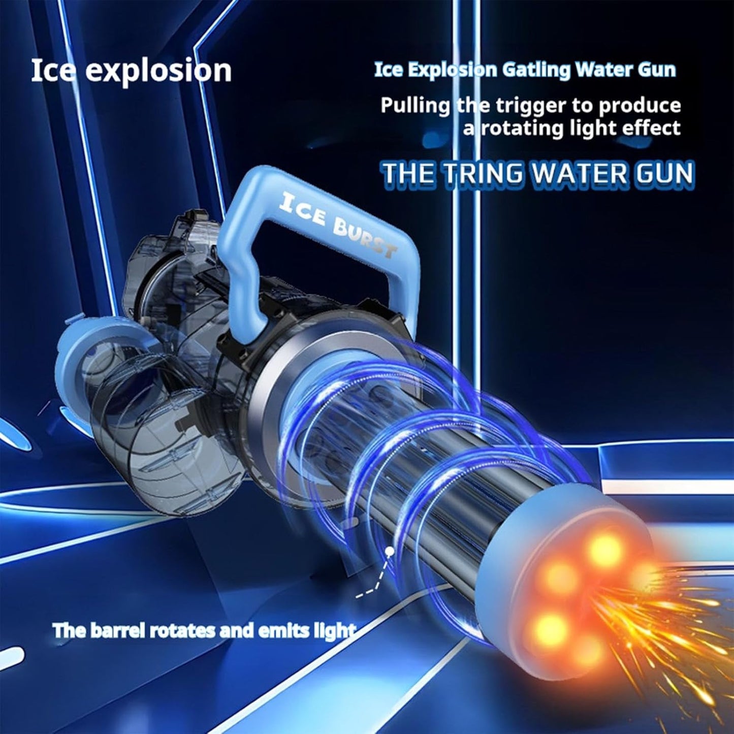 Gatling Fighter - Double Barrel Water Gun with LED Shooting Light