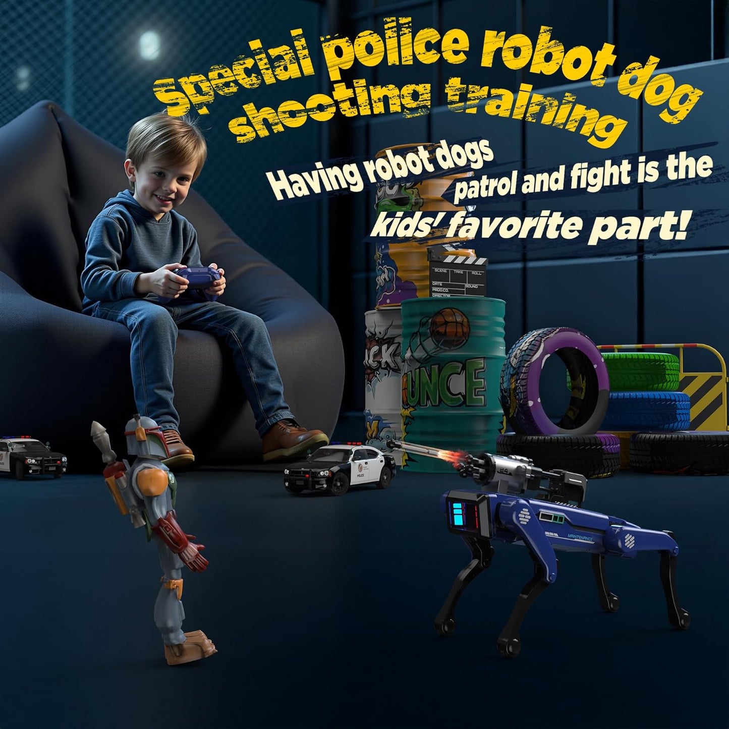 Smart Police Robot Dog - Interactive Pet | Voice & Handheld Remote, 30+ Lifelike Actions, Programmable Play, 25m Range