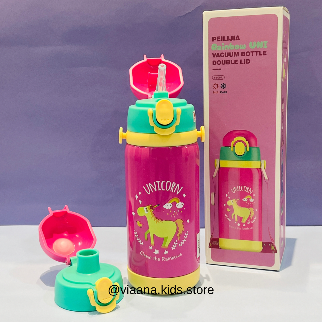 Double Fun - Cute Vacuum Flask with Dual Caps