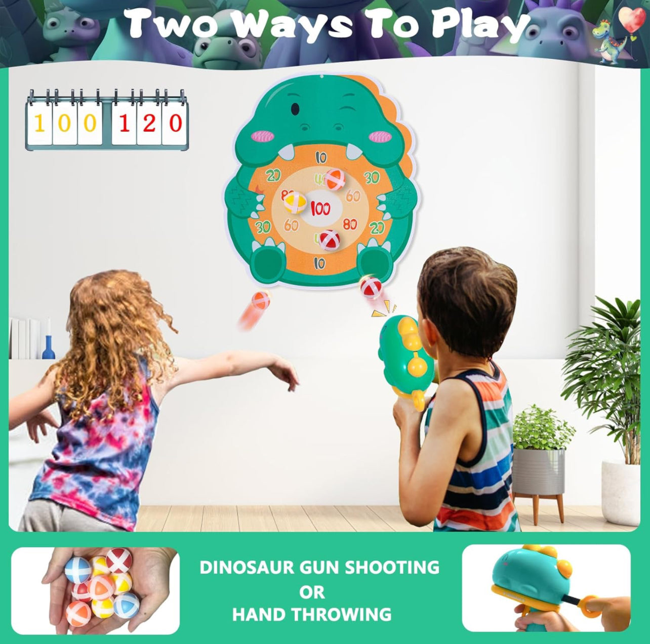 Dino Ball Gun : Aim Shooting Board Game