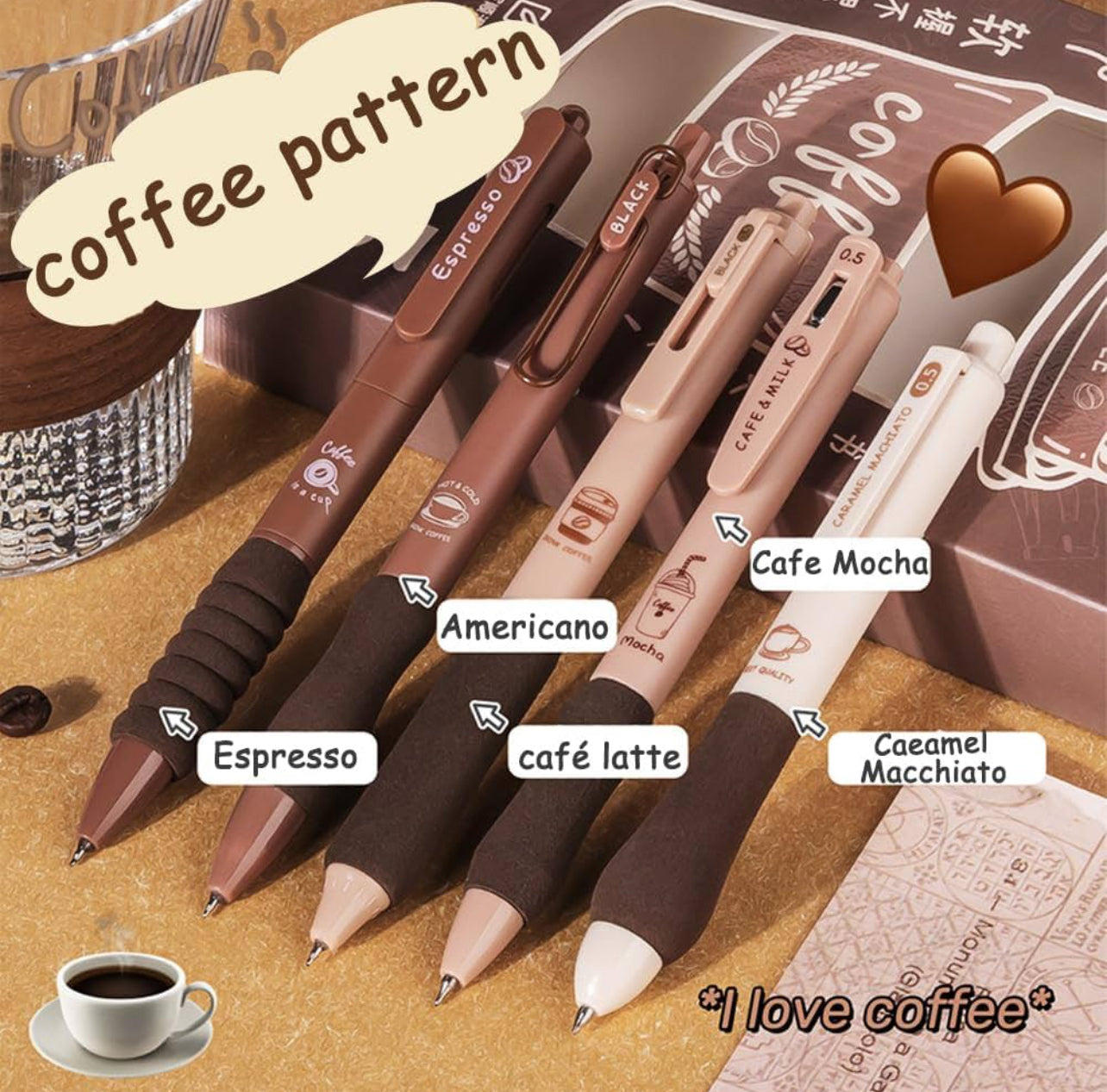 Coffee Time - 5 Pen sets for Coffee Lovers