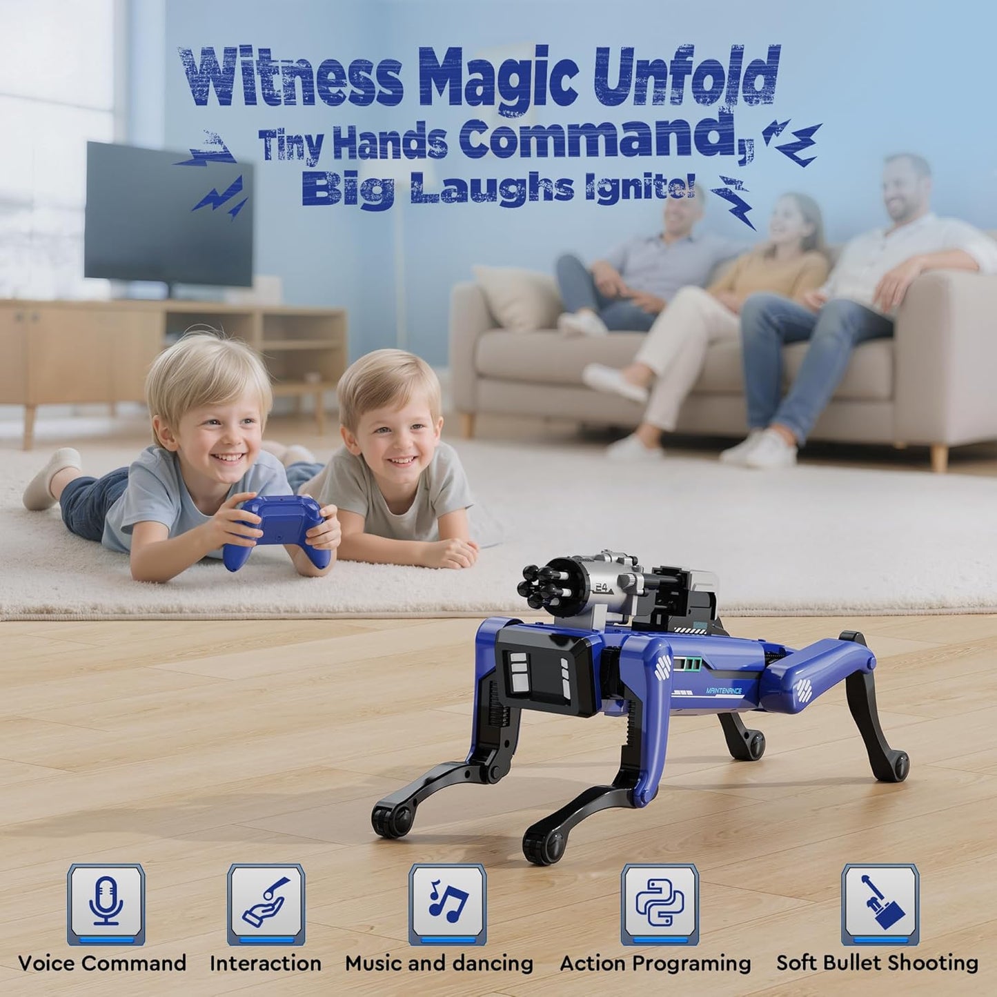 Smart Police Robot Dog - Interactive Pet | Voice & Handheld Remote, 30+ Lifelike Actions, Programmable Play, 25m Range