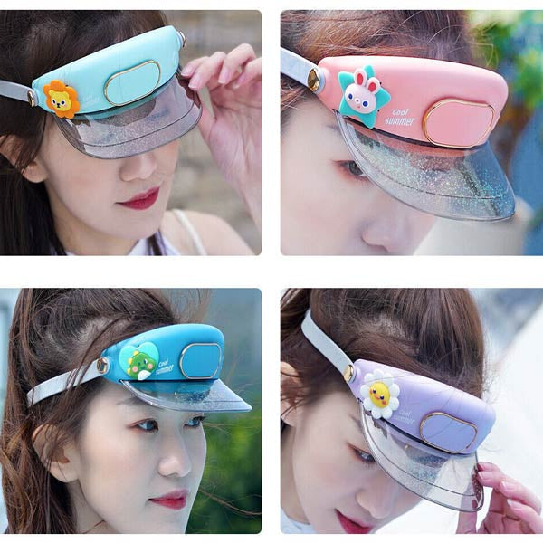 Sun visor hat with fan online