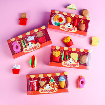 Fast Food Erasers - 4pcs