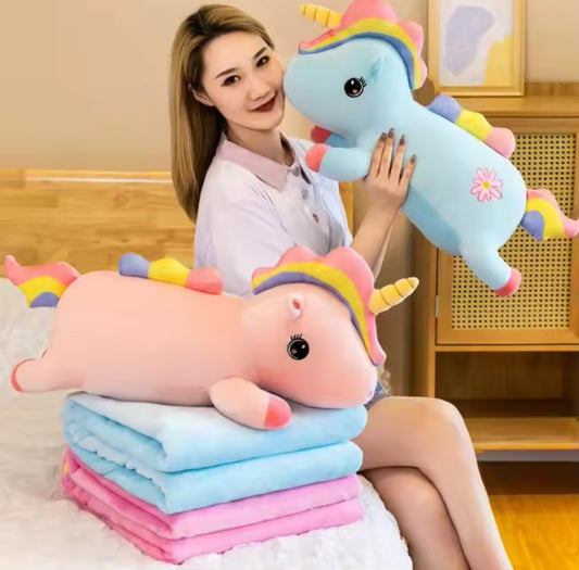 Unicorn Hugging Pillow Blankets - Soft, Warm, Cozy and Furry