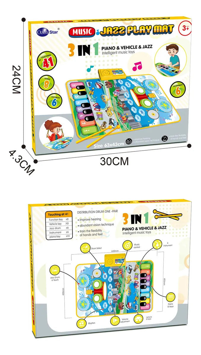 3 in 1 Musical Jazz Play Mat - Intelligent Music Toy