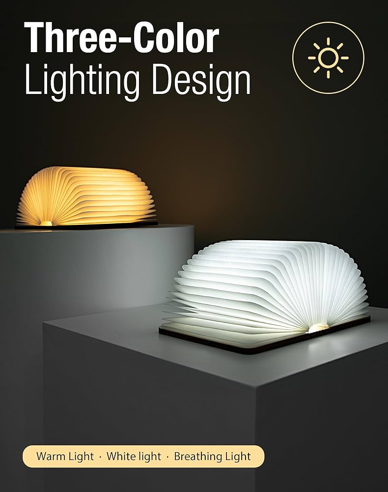 Wooden Book Lamp - 3 Modes