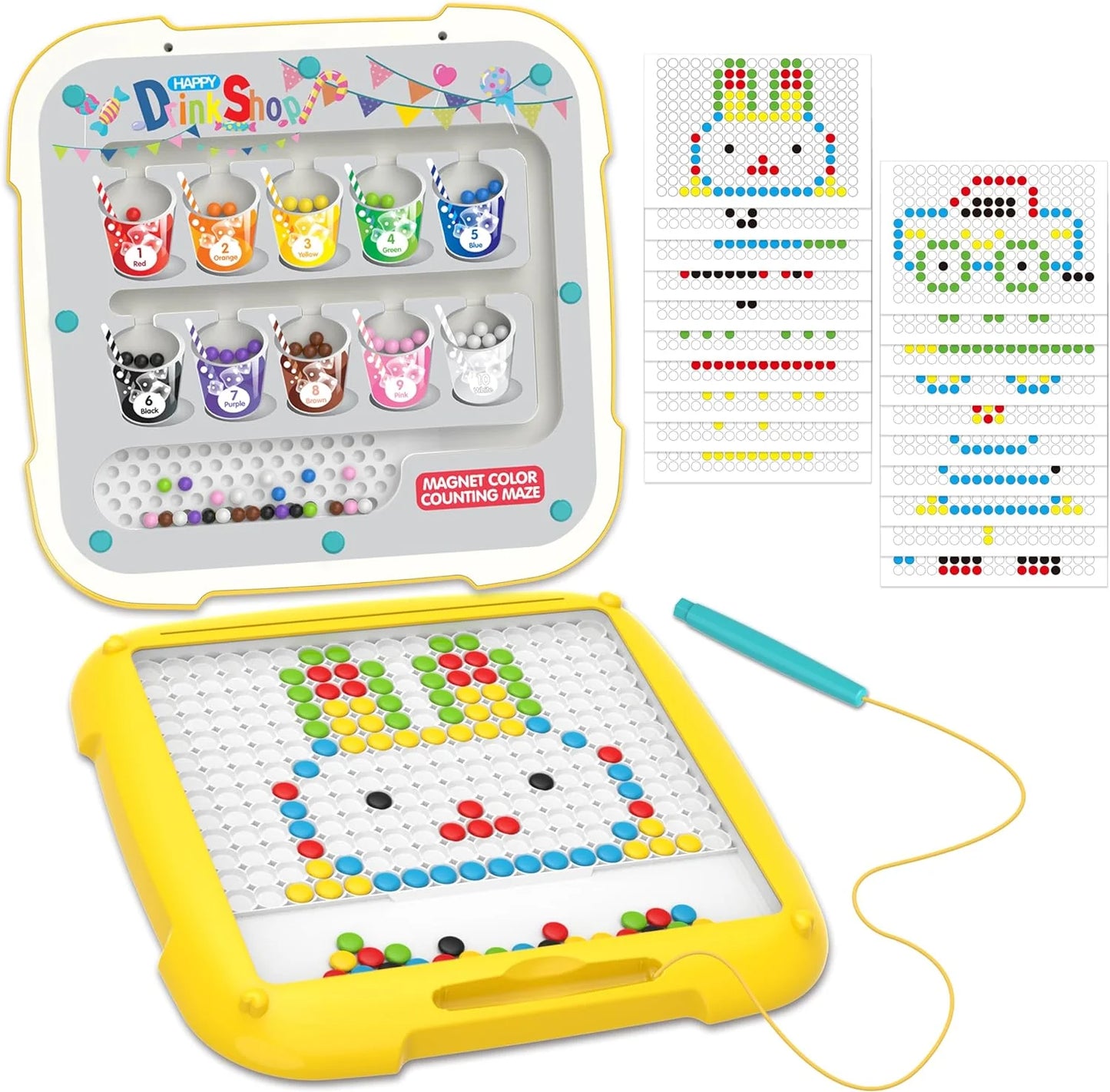 2-in-1 Magnetic Dot Drawing Board & Magnetic Maze for Kids