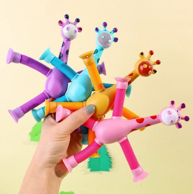 Girraffe Telescopic Suction Cup Toys - LED Light | Pop Tubes