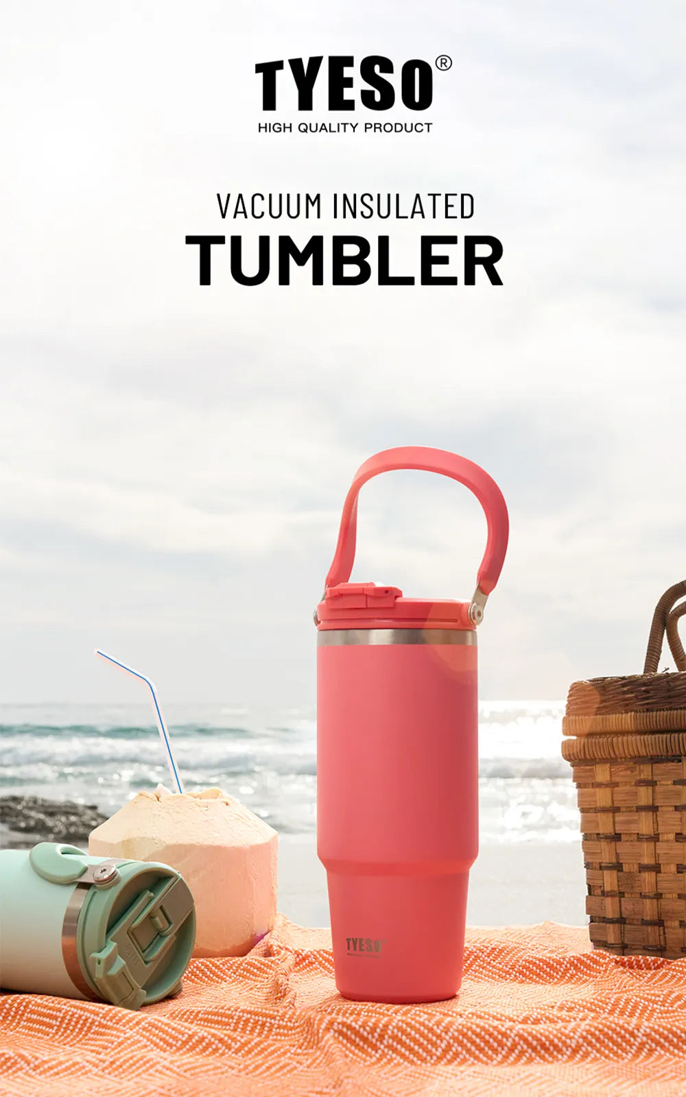 Tyeso - 750ml Roam Tumbler | Flip Straw & Sip Lid