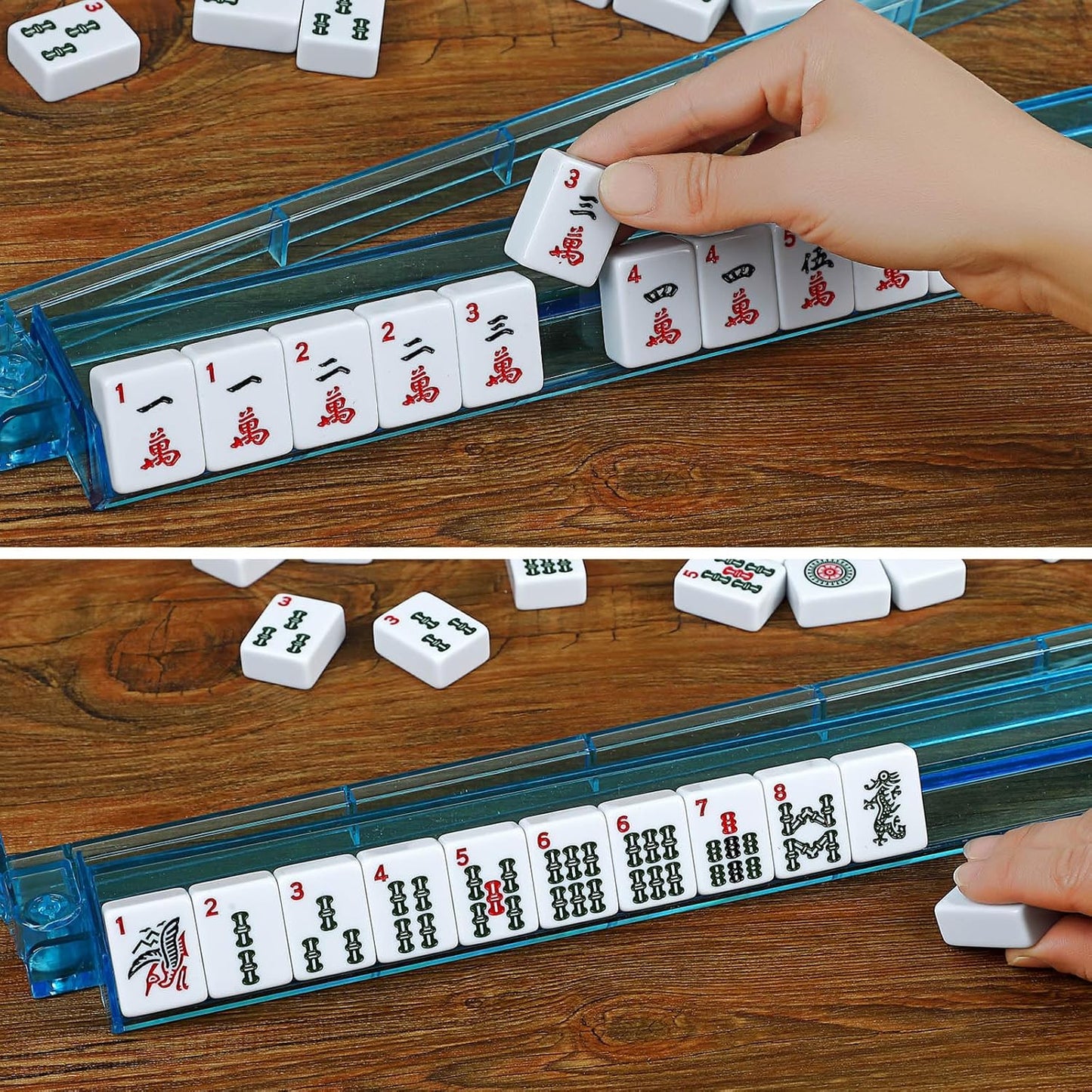 American Mahjong Set - 166 Tiles, 4 Colors All-in-One Rack/Pushers