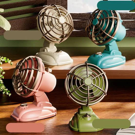 Retro Small Table Fan - Rechargeable