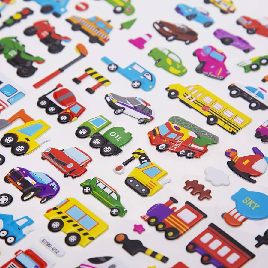 Vehicles - 3D Puffy Stickers