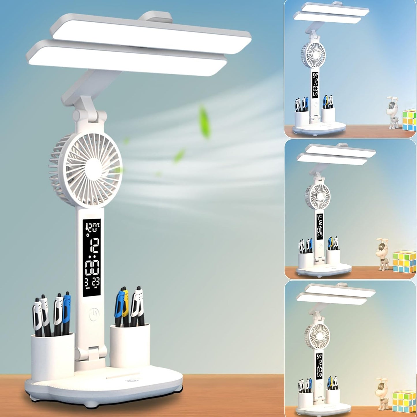 Stylist Desk Lamp - Fan + Clock