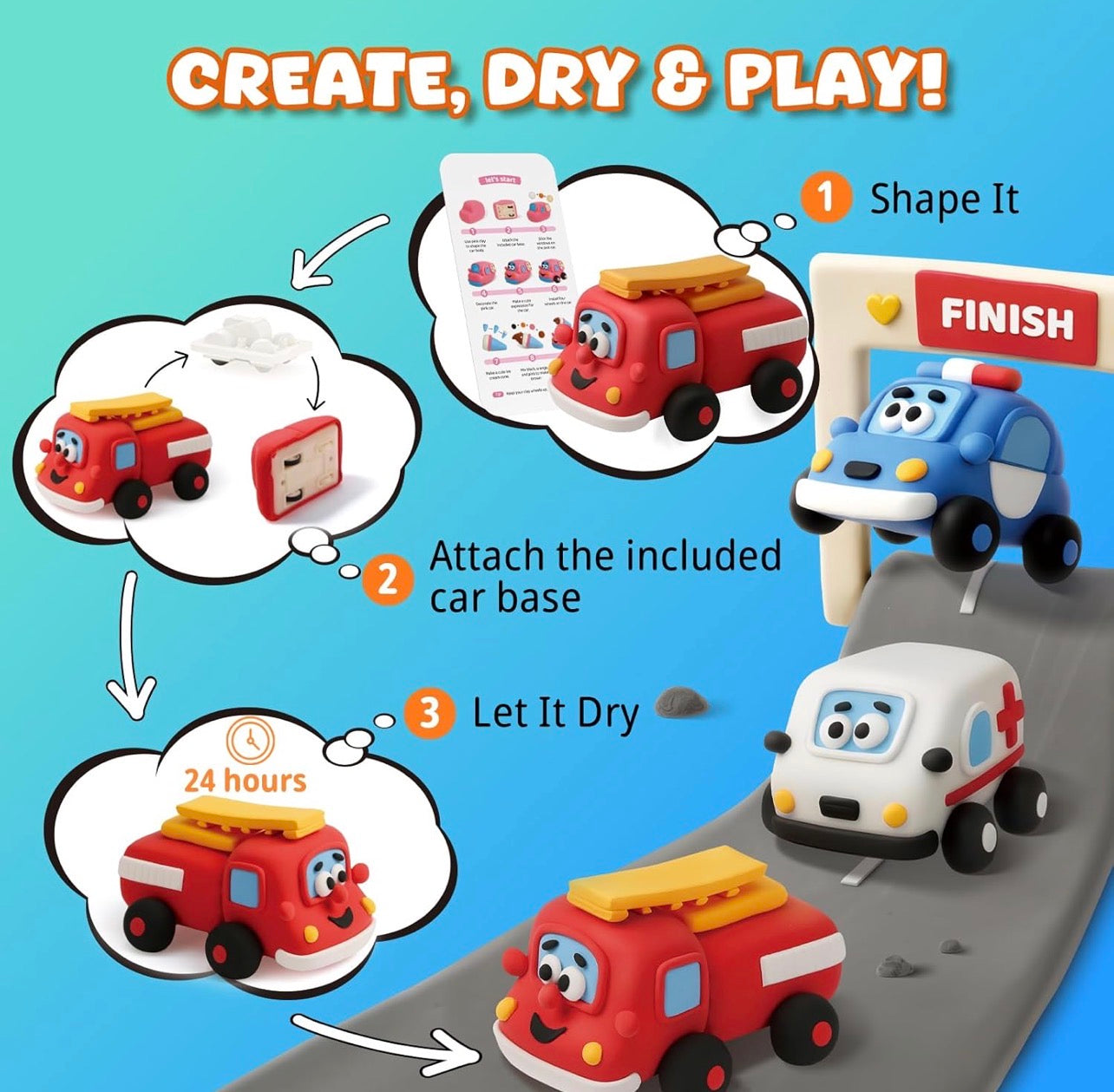 Cars - DIY Pull Back Cars Air Clay