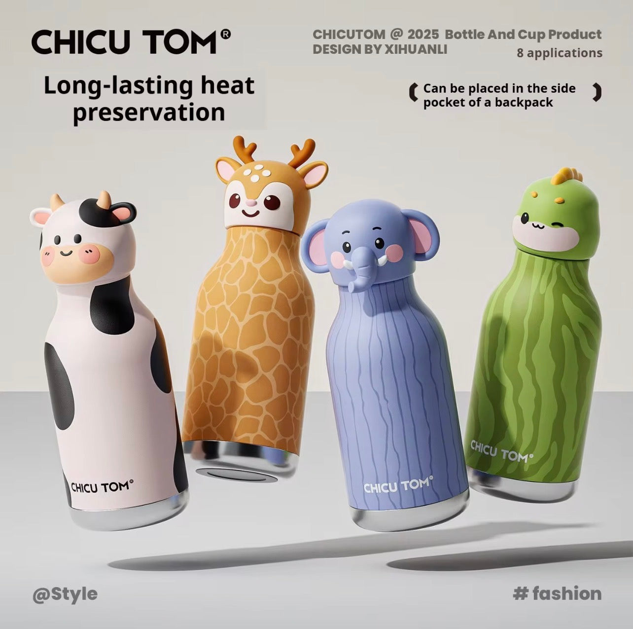 Chicu Tom - 3D Animal Steel Bottle (20th May Dispatch)