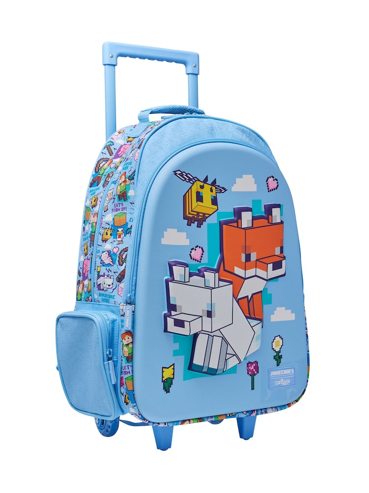 Smiggle - 18” Minecraft Blue Trolley Backpack