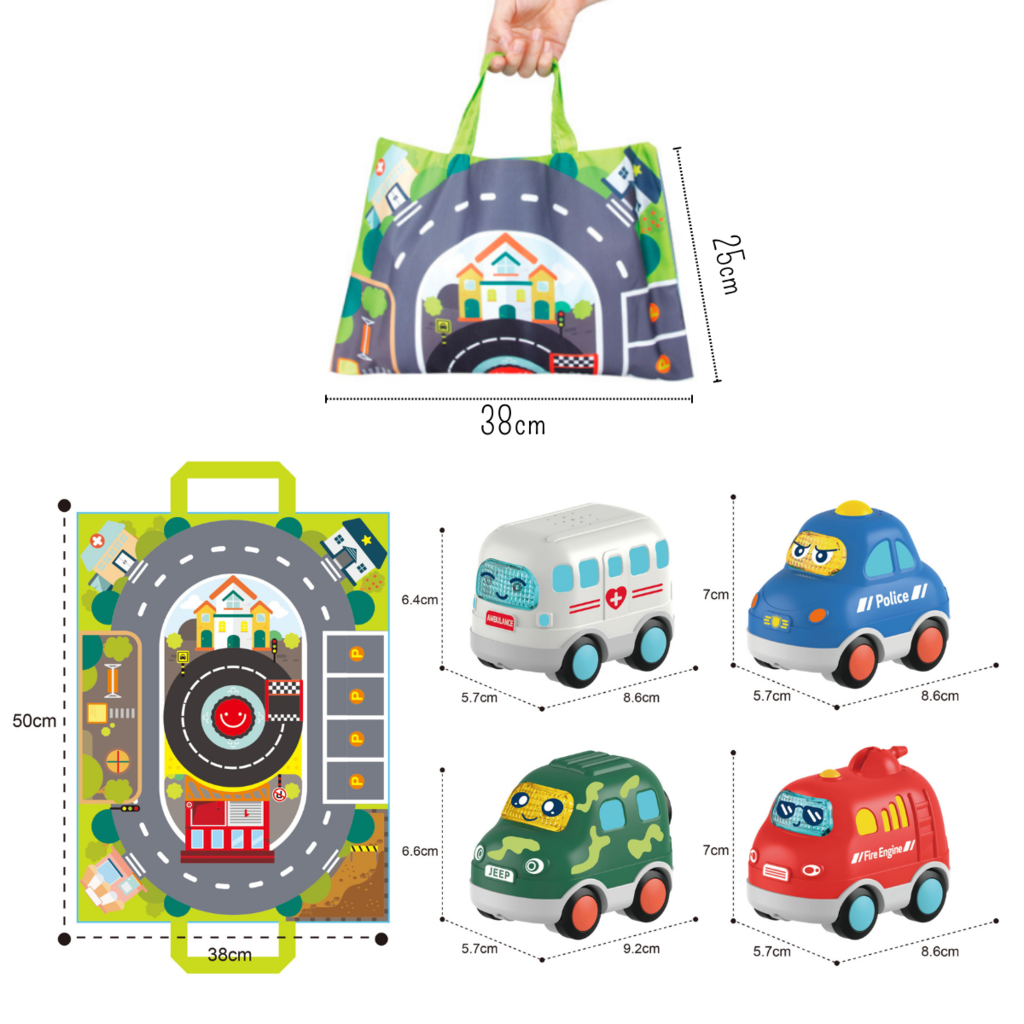 Cartoon Vehicle - Big Mat with Sliding Car Set with Music, Light