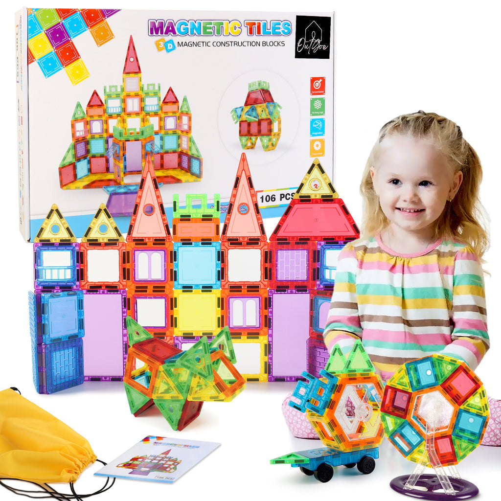 106pcs Magnetic Tiles - STEM | Fun Learn  | Perfect Gift