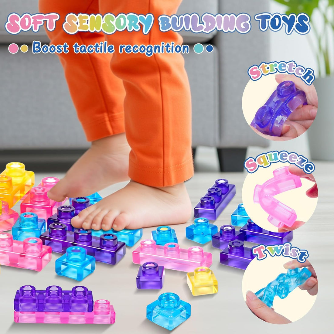 Gummy Blocks - 40pcs | Montessori, Sensory, Squishy and Stretchable | PreBooking (approx 10th June)