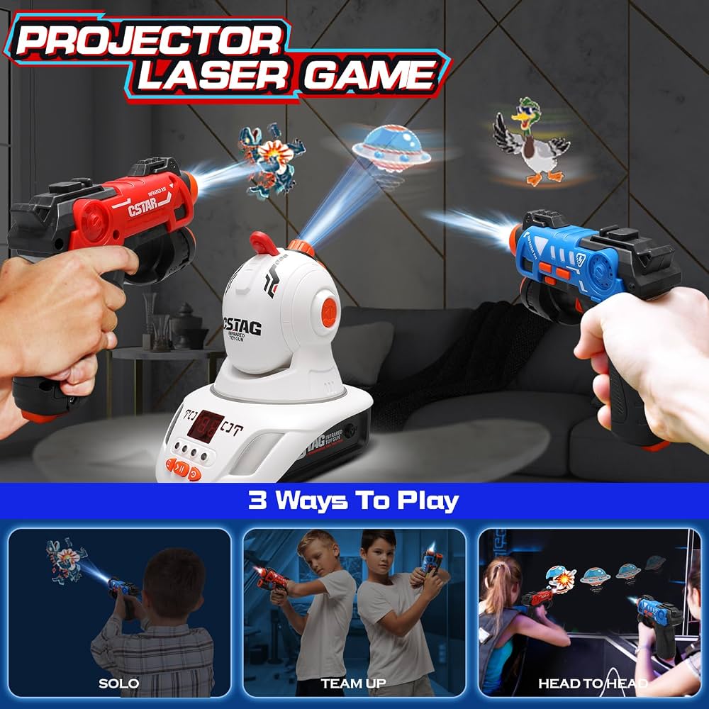 Infrared Laser Tag Set with Projector - 2 Player Infrared Mini Laser Tag Guns for Kids