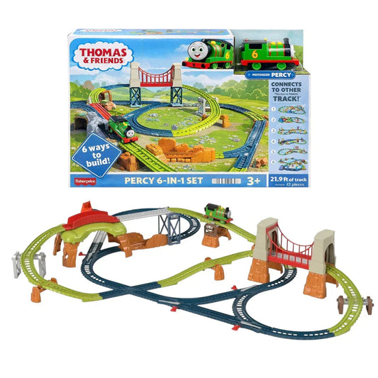 Fisher-Price Thomas & Friends Motorized Percy 6-in-1 Track Set | Battery Operated Train Toy with 42 Pieces & 6 Layouts