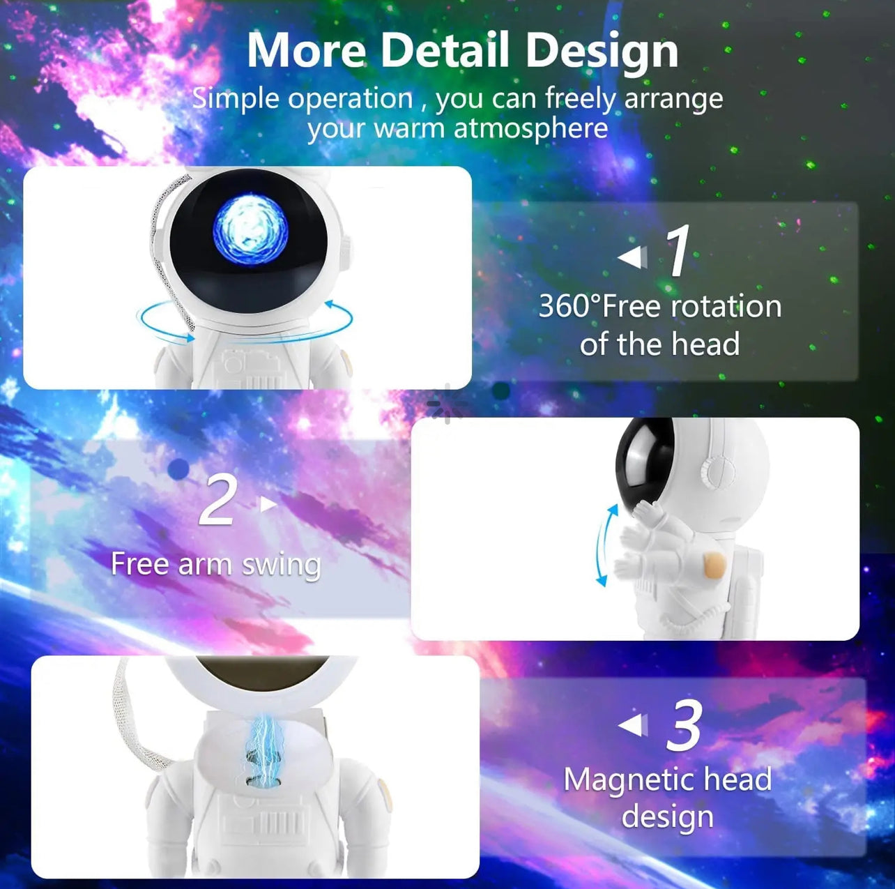 Spaceman Starry Sky Projector night light with Bluetooth Music Speaker