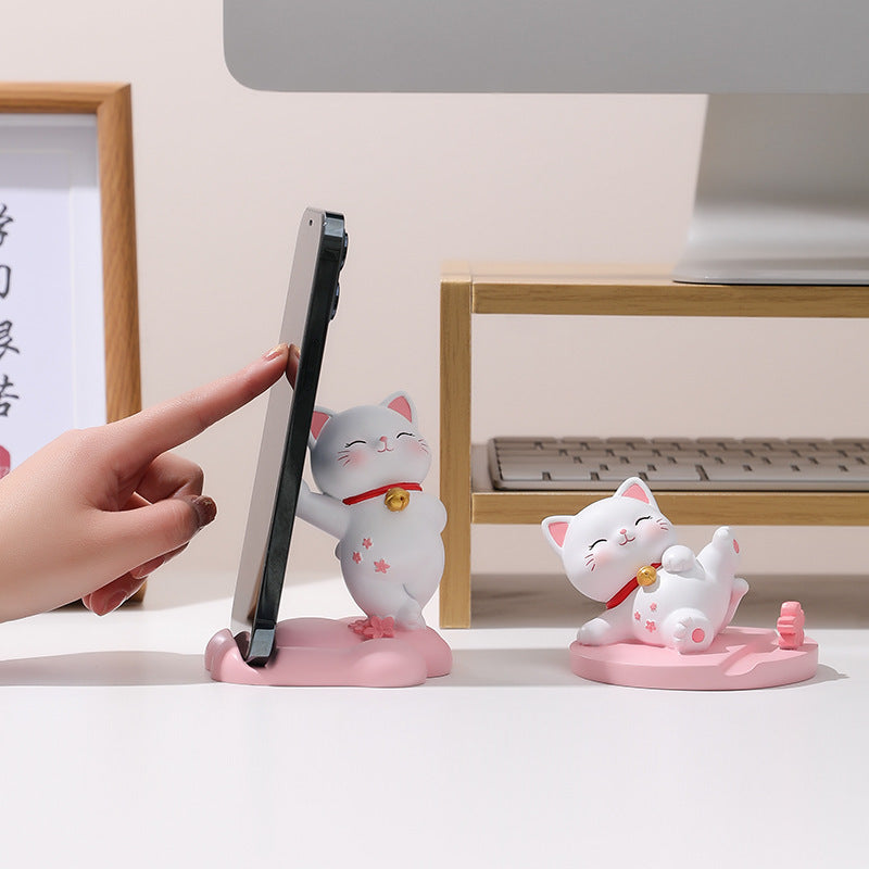 Sakura Cat Phone Holder | Kawaii Desk Buddy
