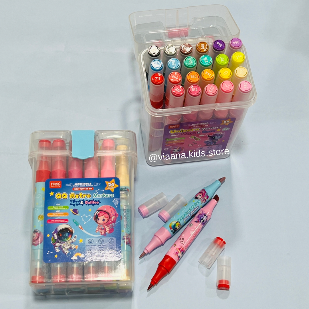 Astro-Unicorn Markers | Washable | 24 colours | Double Head