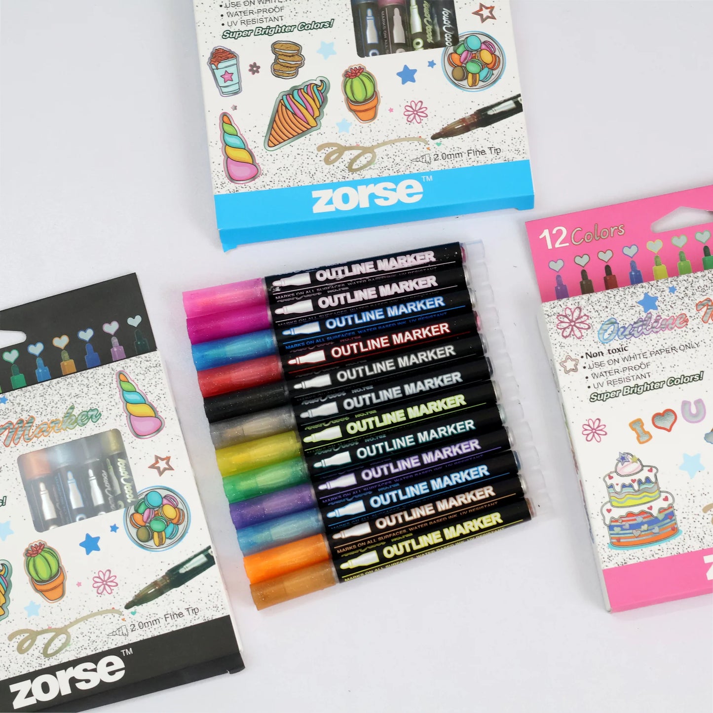 Outliner Marker Pens - 12pcs