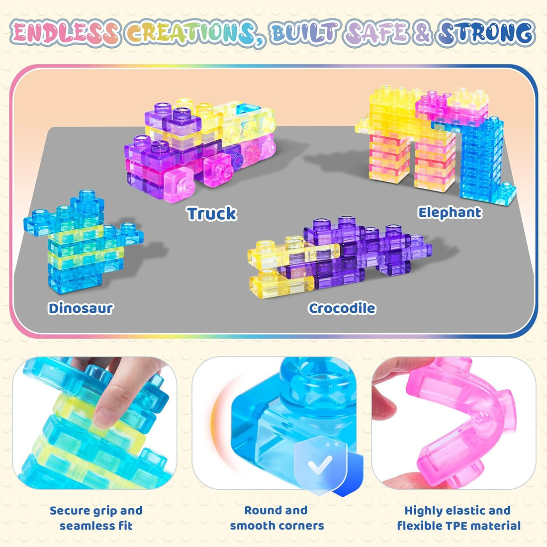 Gummy Blocks - 40pcs | Montessori, Sensory, Squishy and Stretchable | PreBooking (approx 10th June)