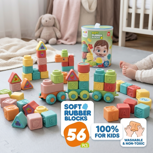 Kids Learn - 56Pcs Soft Rubber Blocks
