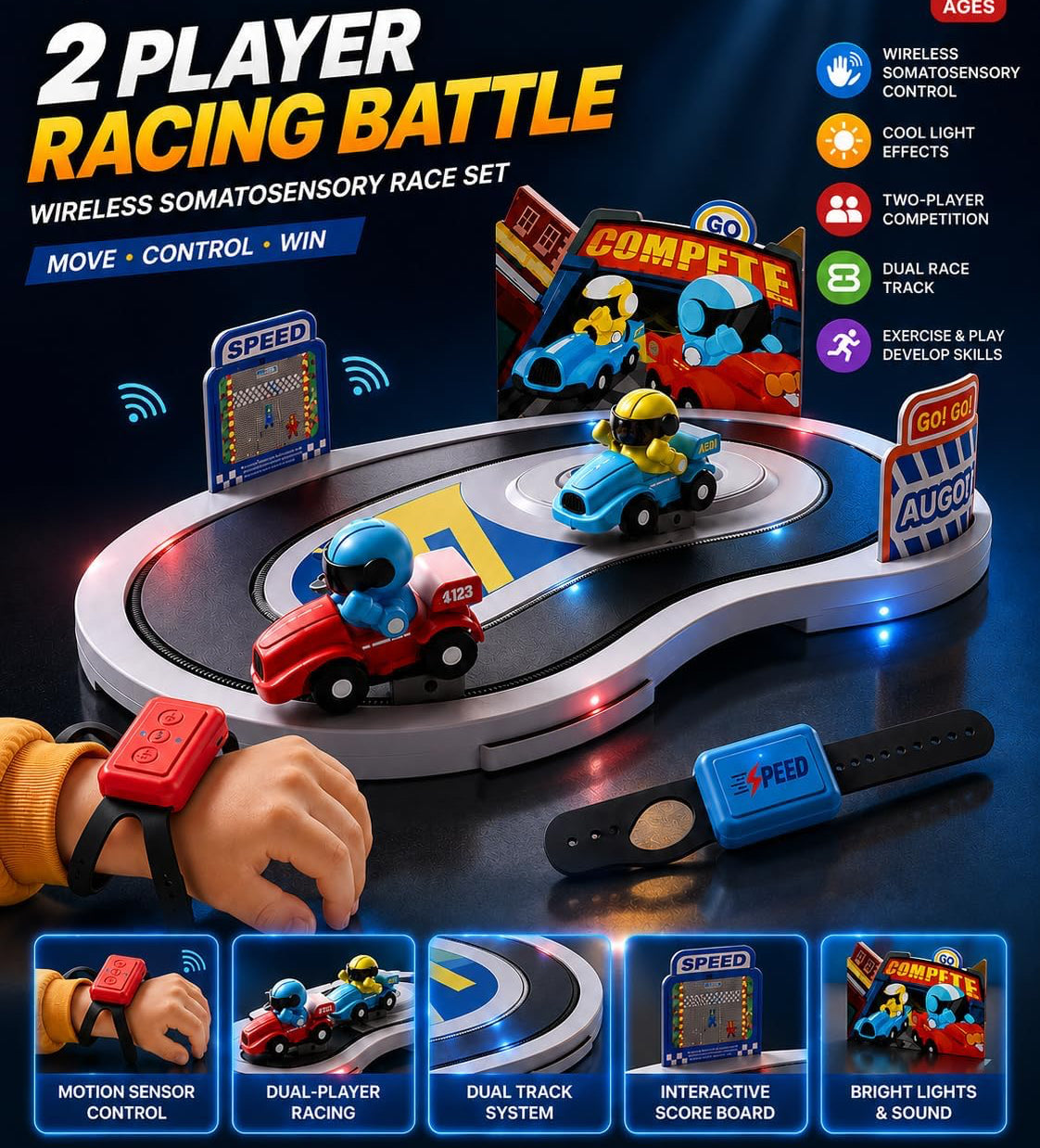 Gesture Control Racing Battle Track - 2 Player