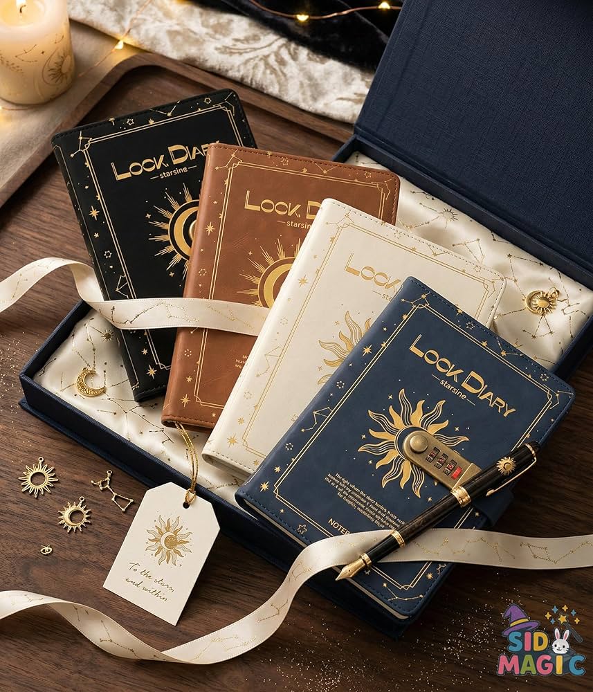 Starshine  Lock Diary: Premium Hardcover Journal with Combination Lock & Gold Design
