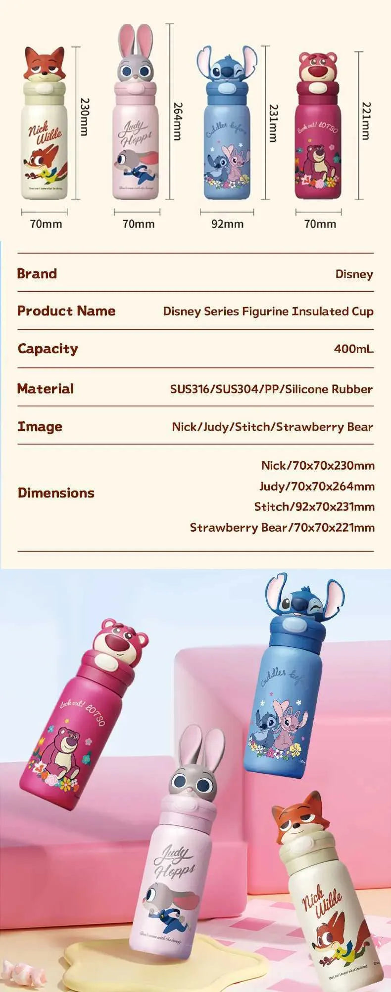 Disney - 3D Face Sipper | Premium Quality | 400ml