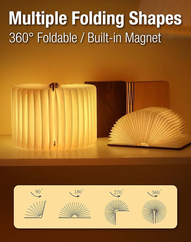 Wooden Book Lamp - 3 Modes